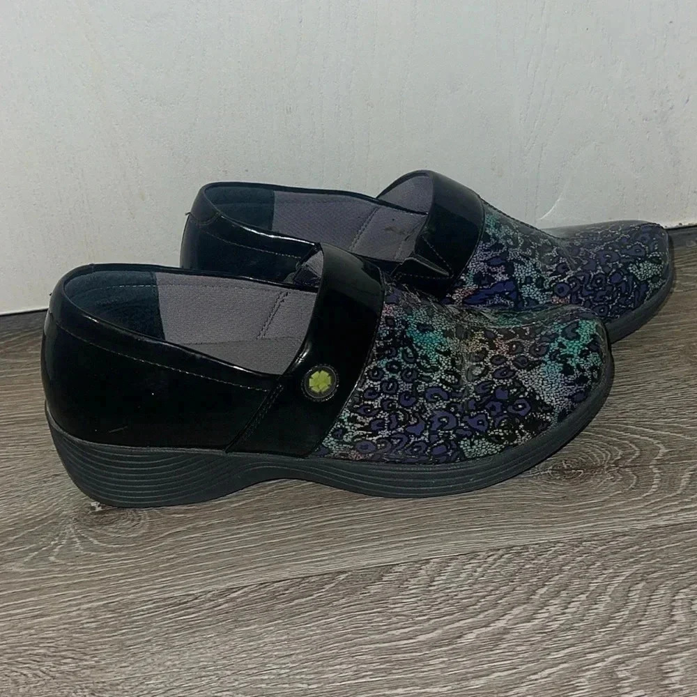 Work Wonders By Dansko Black And Patterned Clogs … - image 1
